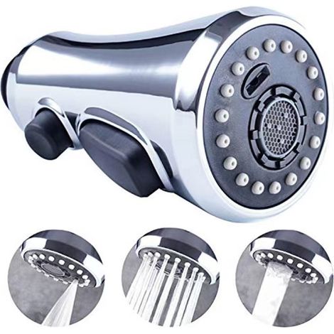 Ausziehbarer Brausekopf für Küchenarmatur, 3-Funktions-Düse, Ersatz für Spültischarmatur, kompatibel mit Armaturen, gebürstetes Nickel.