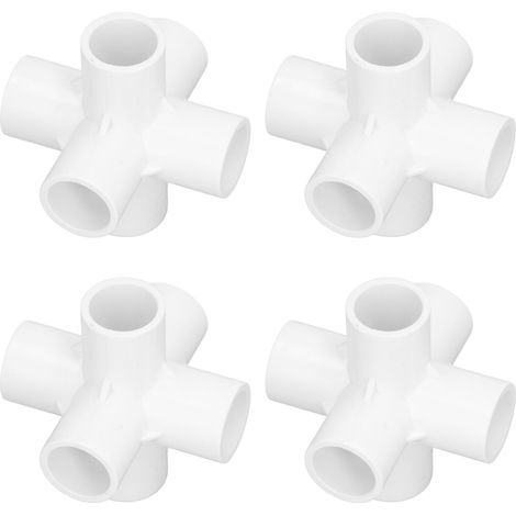 10-teiliges PVC-Fitting, 6-Wege-Winkelstück, 25 mm Innendurchmesser, weiß, Kunststoff-Rohrverbinder (1/5)