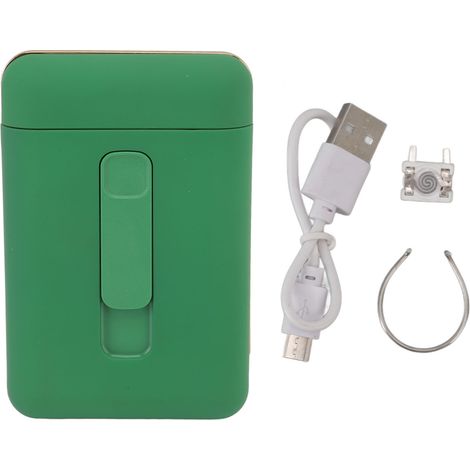 Rechargeable 20 épais étui à cigarettes avec briquet électrique portable pour hommes femmes vert (1/5)
