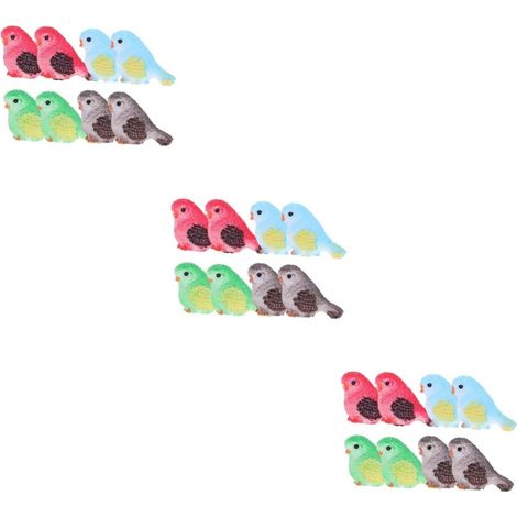 24pièces Décorations Résine Oiseaux Adorables pour Bureau Jardin Ornements Colorés pour Décoration De Plantes Et Animaux (1/5)