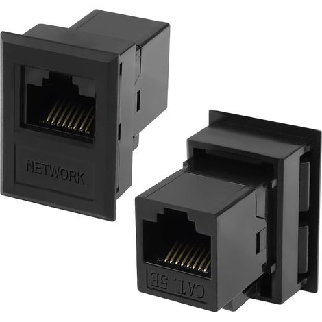 Desktop Connection Box RJ45 Network Jack CAT5e RJ45 Femelle à Femelle Ethernet Connecteur RJ45 8P8C Rectangular Bracket Keystone Jack, Desktop Socket RJ45 Accessories, 2Pcs (1/5)