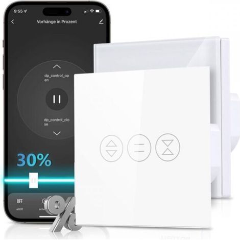 WLAN-Rollladenschalter, kompatibel mit Alexa und Google Home, Touch-WLAN-Schalter, Timer und Sharing-Funktion [Neutralleiter erforderlich] 2 Stück