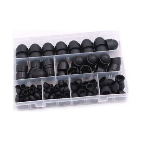 145 Pièces Cache Vis Écrou De Protection,Kit D'Écrous Dôme Capuchons De Protection Dôme Écrou De Boulon Couvrent 6 Tailles M4 M5 M6 M8 M10 M12 Avec Boîte Pour Machines, Meubles Et Véhicules (Noir)-Chr (1/5)