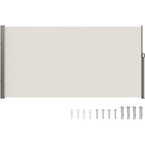 Auvent Latéral Rétractable 180x350 cm Brise-Vue Pare-Vent Terrasse Jardin Toile Polyester Beige H038 (1/5)