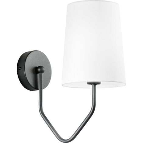 Applique SALLY in metallo nero con paralume in tessuto bianco (1/2)