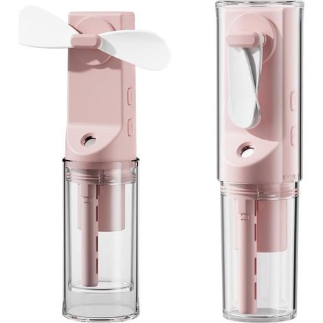 Ventilatore H&held - Mini ventilatore H&held con nebulizzatore - Ventilatore nebulizzatore d'acqua - Ricaricabile tramite USB-C da 1500 mAh - 4 velocità - Design portatile (14 cm) - Per ufficio e (1/5)