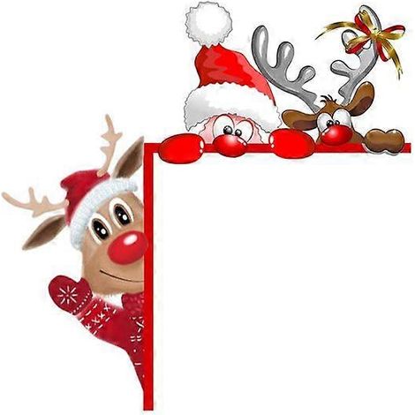 Décoration de porte de Noël en bois avec motif de dessin animé : Père Noël, ange et renne. Ornement d'angle de porte de Noël pour la maison. Joyeux Noël (1/5)