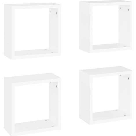Étagères cube murales 4 pcs,Étagère flottante blanc 30x15x30 cm CFW54857