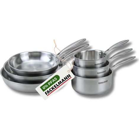 3 poêles à Frire 20 24 et 28 cm, Casseroles 14 16 et 18 cm inox 18/10 Triply Fackelmann Vita3 (1/5)