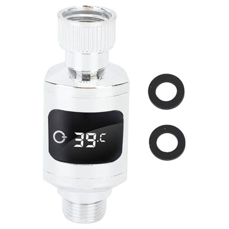 Thermomètre de Douche à Affichage Numérique LED étanche en Acier Inoxydable, Moniteur de Température de l'eau avec écrou de 1/2 Pouce pour la Maison, la Salle de Bain, la (1/5)