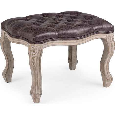 Poltrona Pouf "Diva" per interno, con struttura in rubber wood da 53x42x38cm -Dark (1/4)