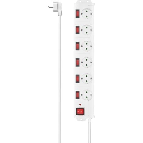 Regleta de enchufes Hama con seis tomas, diseÃ±ada para ofrecer una soluciÃ³n prÃ¡ctica y segura para conectar mÃºltiples dispositivos elÃ©ctricos en