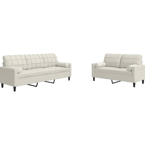 Maison Exclusive - Set di Divani 2 pz con Cuscini e Rinforzi Crema in Velluto