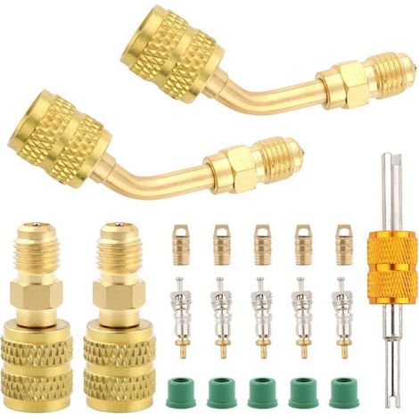 Adaptateur R410a Mini Split 5/16 Femelle 1/4 Mâle Dévissable Noyau Clapet R134a Joints 5 Noyaux Clapet 5V1 HVAC Climatisation (1/5)