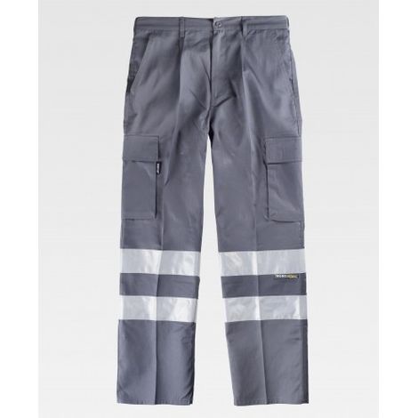 Pantalón recto multibolsillos con cintas reflectantes en perneras WORKTEAM Combi B1407