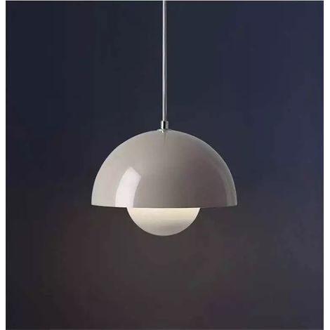Lampe suspendue moderne à LED, lustre en forme de bourgeon de fleur semi-circulaire avec ampoule, 23cm, lumière chaude, gris (1/5)