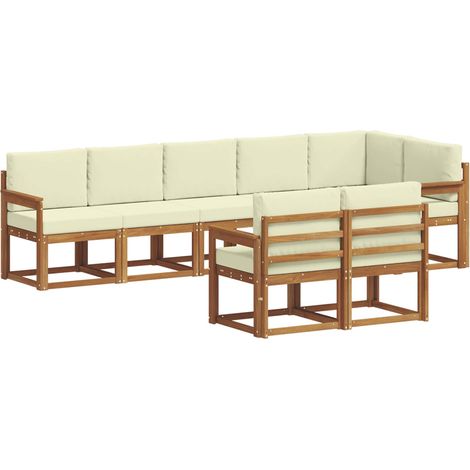 Conjunto de sofás de exterior con cojín 8 pcs Natural y Crema vidaXL