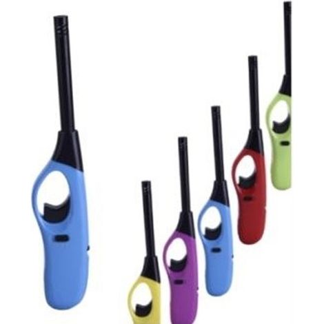 Trade Shop - XL FEUERZEUG NACHFÜLLBARES GASFEUERZEUG MIT LANGER FARBIGER DÜSE 20 CM -