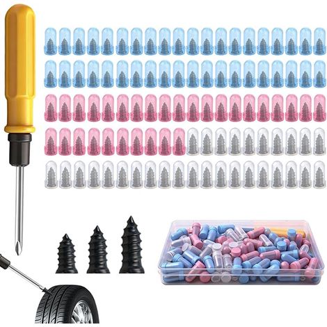 Kit Réparation Pneu pour Voiture Moto avec Vis Anti-Crevaison (1/5)
