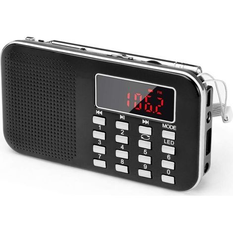 Radio Portable, Radio FM avec Batterie Rechargeable de Grande Capacité , Prise en Charge MP3 / SD/USB/AUX,Noir (1/4)