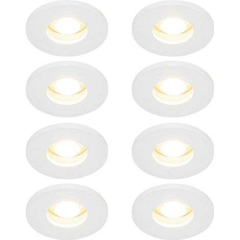 QAZQA Shed Spot encastrable - set de 8 - 8,5x8,5cm - IP54 - rond - blanc mat (1/5)