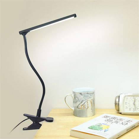 Lampe de bureau LED à pince populaire, lampe de bureau portable USB à pince avec protection oculaire, à intensité variable, adaptée aux dortoirs et à une utilisation au chevet du lit, gradation à un s (1/5)