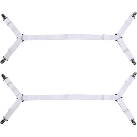 Verstellbare Bettlakenbefestigungen, Bettlakenbänder, elastische Spanner mit Metallclips für Bettlaken, Matratzen, Bügelbretter oder Sofas, Betthilfe (1/4)