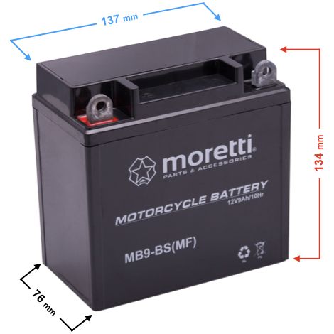 Batteria Moretti 12V AGM (Gel) MB9-BS / 12N9-3B 12N9-BS (1/2)