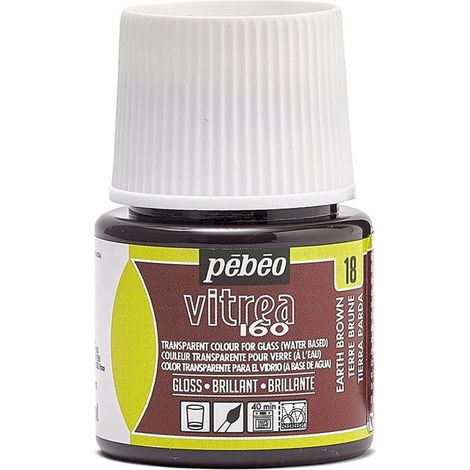 Peinture verre - Pébéo - Vitrea 160 - Brillant - Terre brune N°18 - 45ml (1/4)