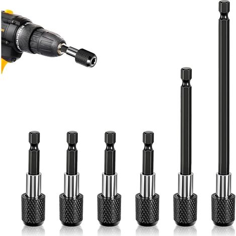 Lot de 6 Tige d'Extension Magnétique, 1/4" 60/100/150 mm Hexagonale Barre de Dégagement Rapide Douille, Support D'embout Hexagonal Magnétique pour Perceuse Tournevis (1/5)