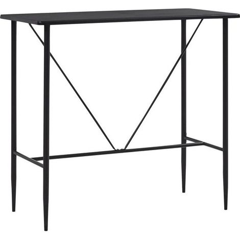 Table haute de bar bois noir et pieds métal noir Meica 120cm (1/5)