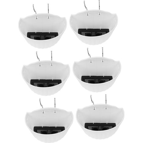 6 Ensembles Lot de Pots Suspendus pour Fleurs Plastique Jardinière Décorative Réutilisable Support Pratique pour Balcon Bureau et Intérieur Blanc avec Crochet et Accessoires (1/5)