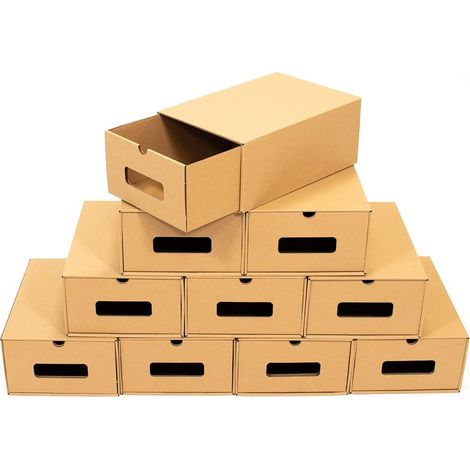 Lot de 10 Boîte à chaussures, Carton recyclé, Fenêtre de visualisation, Empilable, Pour pointure 45 (1/5)