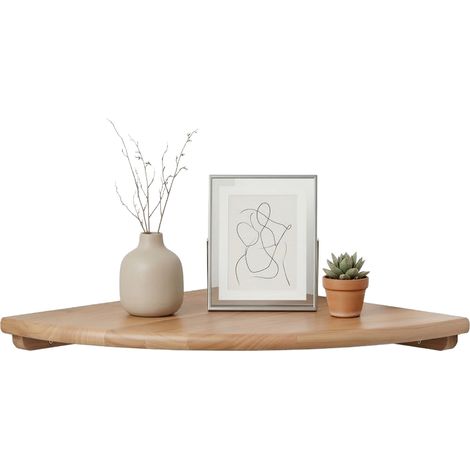 Relaxdays, mensola angolare HxLxP: 3 x 40 x 40 cm, legno di noce, soggiorno, d'arredo, portata: 5 kg, sospesa