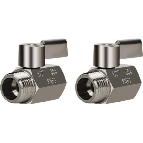 mini-vannes à bille en acier inoxydable 304 (filetage NPT 1/2 pouce femelle x mâle), vanne de régulation de débit d'eau (1/5)