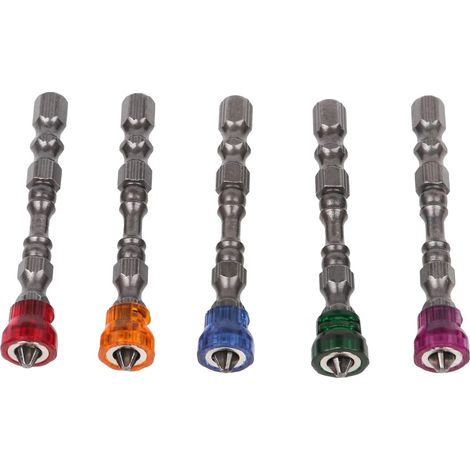 Jeu de 5 Embouts Magnétiques pour Cloisons Sèches PH2, Acier Chromé 65 x 9 mm (1/5)