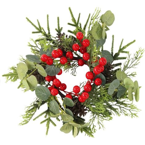 Couronne De Bougies - Guirlande Florale Artificielle Pour Bougie Pilier - Décor De Noël Pour Cheminée Table Et Support À Bougies - 1 Pièce (1/3)