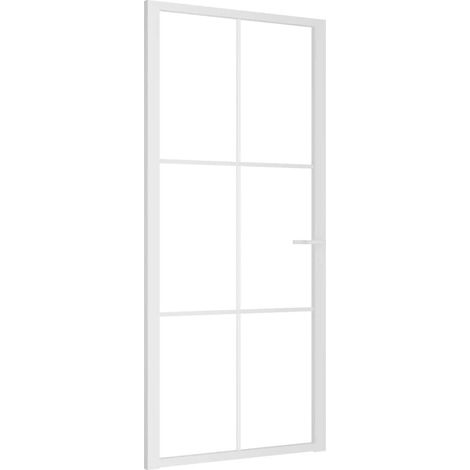 Porte intérieure 93x201,5 cm Blanc Verre ESG et aluminium