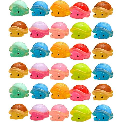 Lot de 30 tortues miniatures lumineuses en résine, idéales pour décorer une chambre, un bureau ou un anniversaire. (1/4)