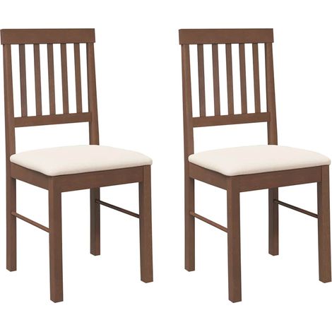 Lot de 2 Chaises à manger,Chaise de cuisine coussins marron bois massif caoutchouc CFW88457 (1/5)