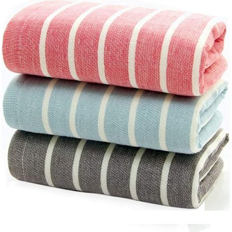 Serviettes en mousseline de coton, lot de 3, 3376cm, douces, absorbantes et durables. (1/5)