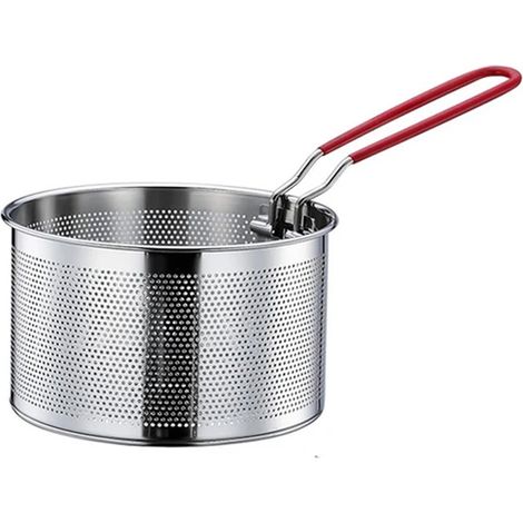 Panier à friteuse uniquement, passoire de 18 cm avec poignée ronds, paniers à friture en acier inoxydable en silicone, pour frire des frites (1/5)