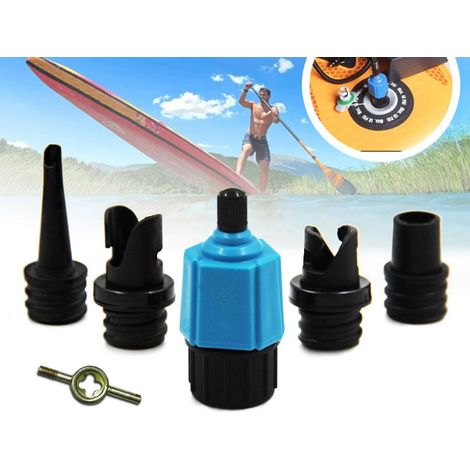 Adaptateur de valve d'air bleu pour planche de SUP, board, surfboard, en caoutchouc, pompe de voiture submersible, adaptateur multifoncti (1/4)