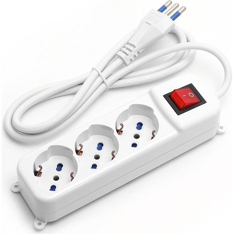 Multipresa Ciabatta Elettrica 3 Prese Universali ITA 10/16A Schuko 1,5 M Aigo (1/4)