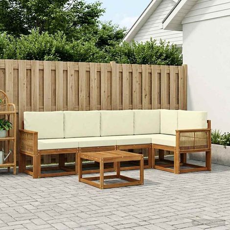 vidaXL Outdoor-Sofagarnitur 6 pcs Natur und Creme Massivholz Akazie (1/5)