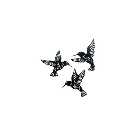 3er-Set Metall-Kolibri-Wanddeko für drinnen und draußen, Balkon, Terrasse oder Haus - Crezuo