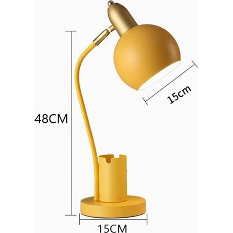Dimmable LED desk lamp made of metal for living room, bedroom, lounge, study, dorm room, bedside lamp, yellow (1/5)