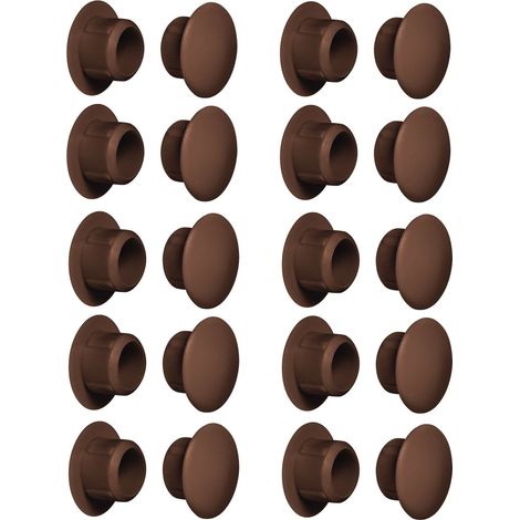 20x tappo chiusura plastica mobili inserto cappuccio copriforo fori (Ø5mm / marrone RAL 8014)