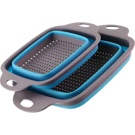 Lot de 2 paniers d'égouttage pliables et télescopiques pour fruits et légumes – (1/5)