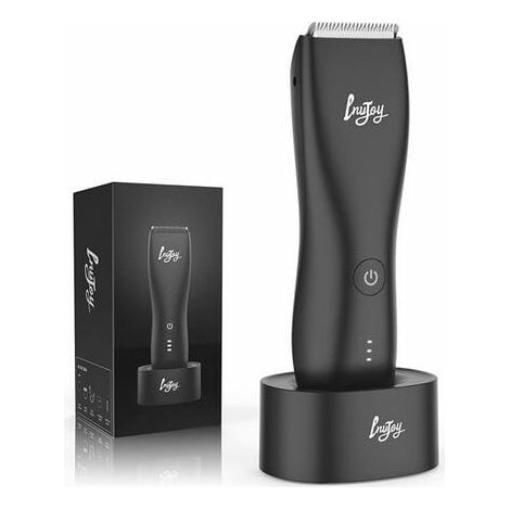 Tondeuse à poils pubiens pour hommes, tondeuse électrique pour le corps, l'aine et le corps avec station de charge pour balles, rasoir d'hygiène masculine ultime étanche
